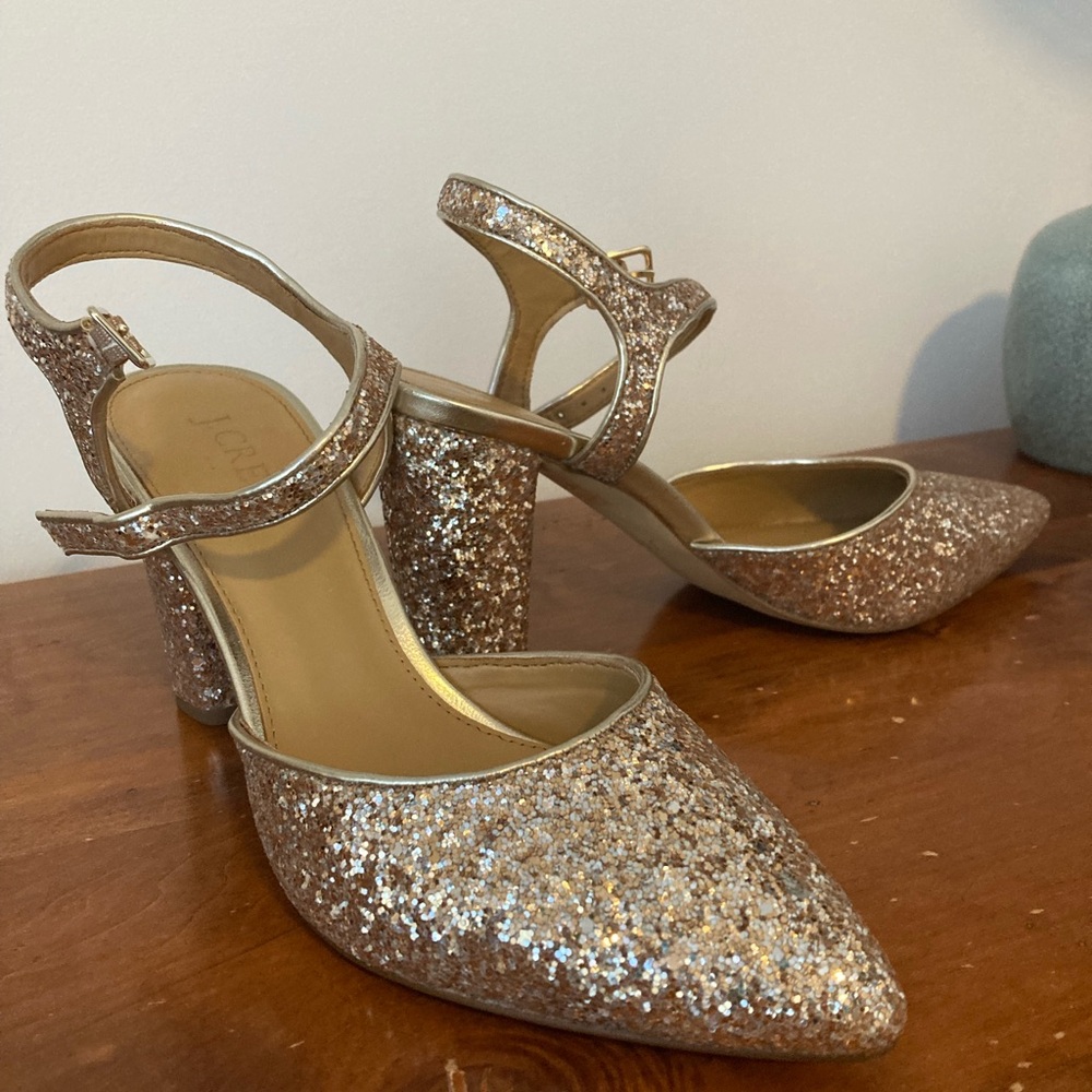 J. Crew Glitter Pointy-toe heels